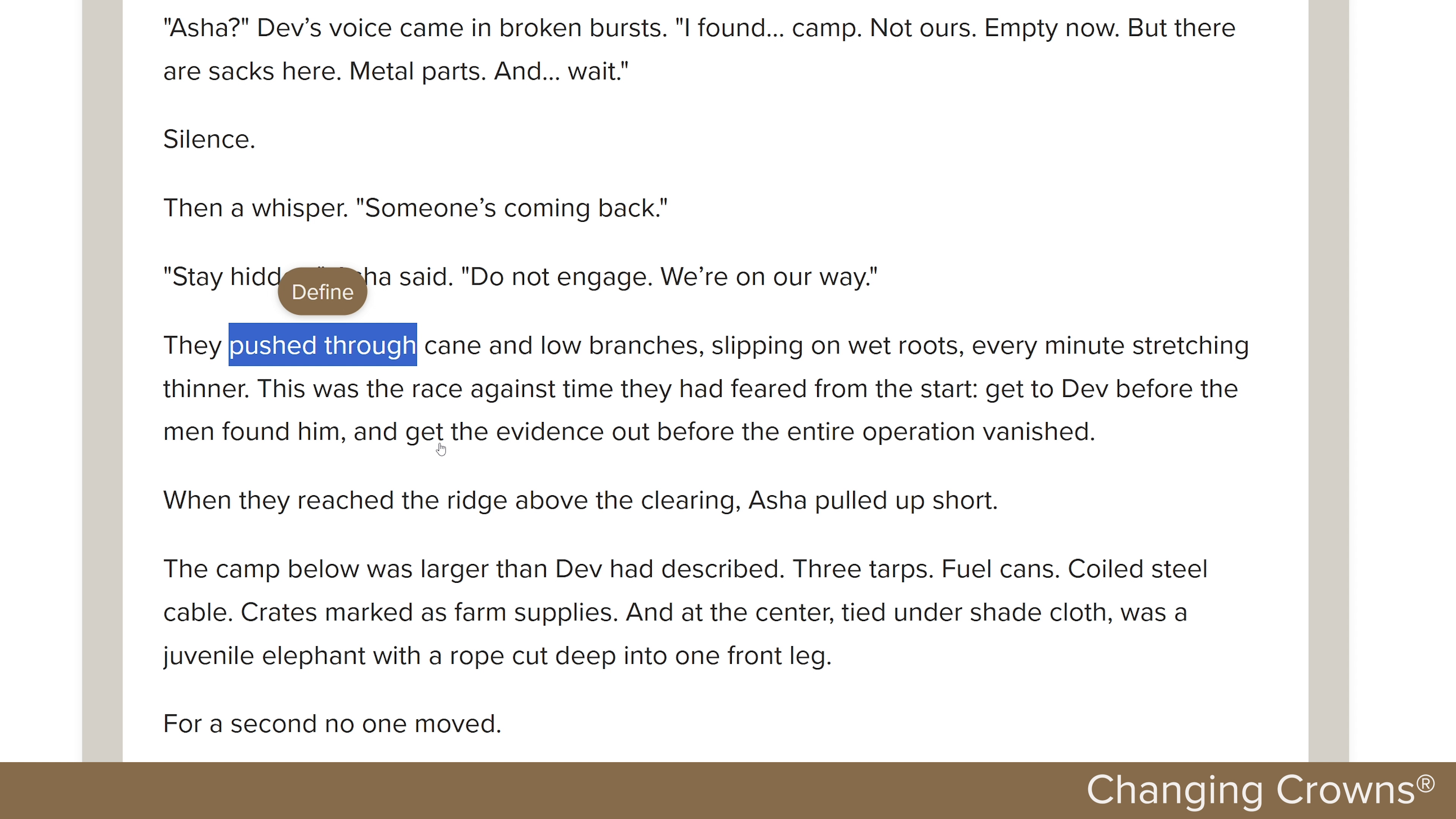 Highlight, Define, and Keep Reading: The Built-In Vocabulary Tool Inside Changing Crowns® English Stories